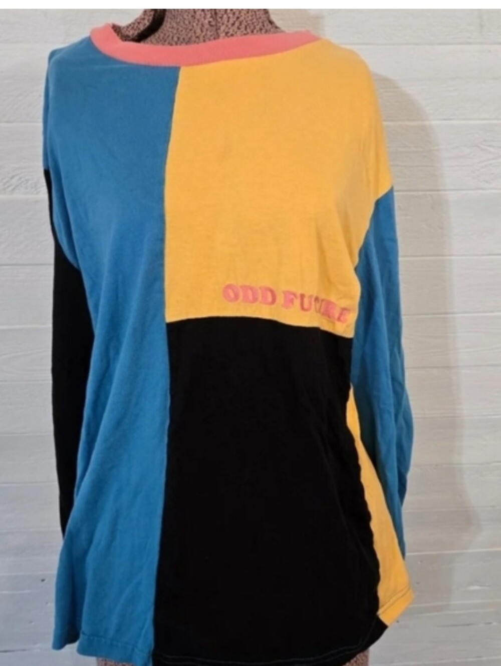 Odd Future Women's Blue, Yellow, & Black Long sleeve Color Block Top Size Large